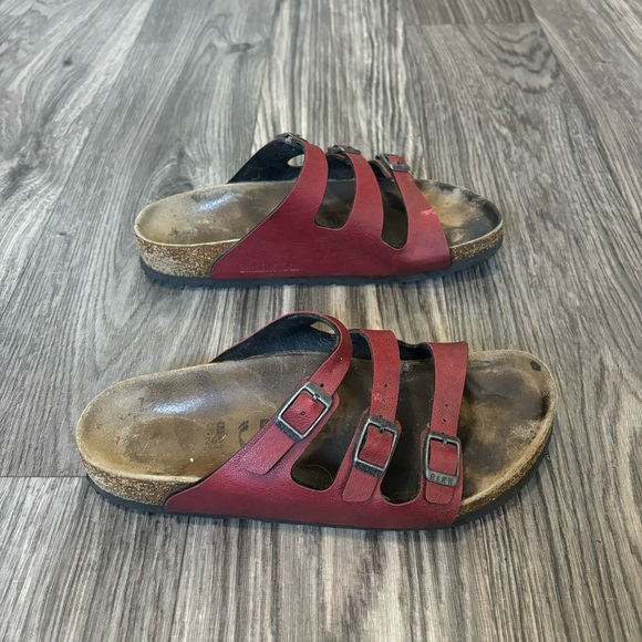 Birkenstock Florida Birko-Flor Pull Up Sandals Burgundy - Picture 5 of 6